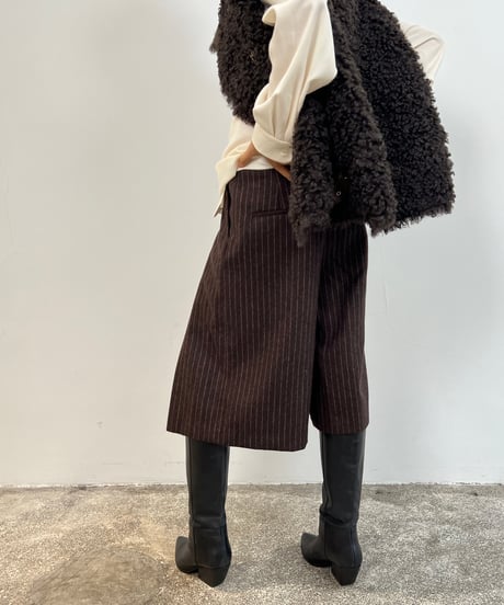 【FINE】pinstripe wide culotte shorts/3size/2color