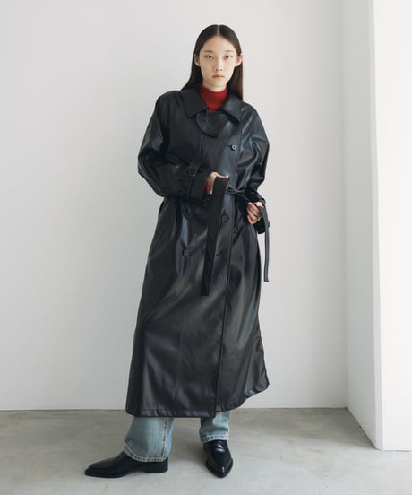 【FINE】synthetic leather trench coat＜送料無料＞