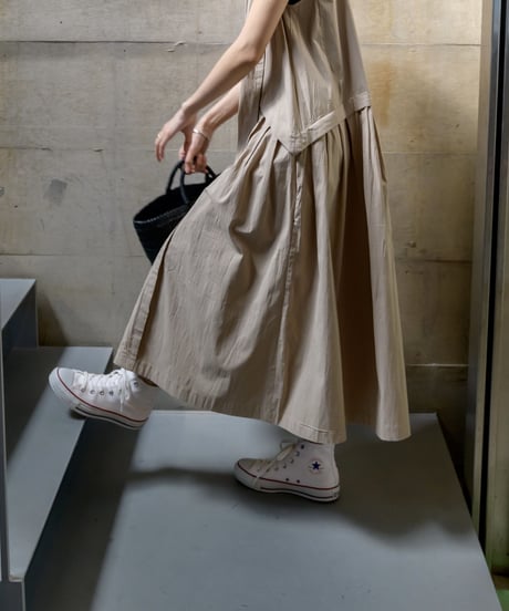 back pleats flare long OP/2color