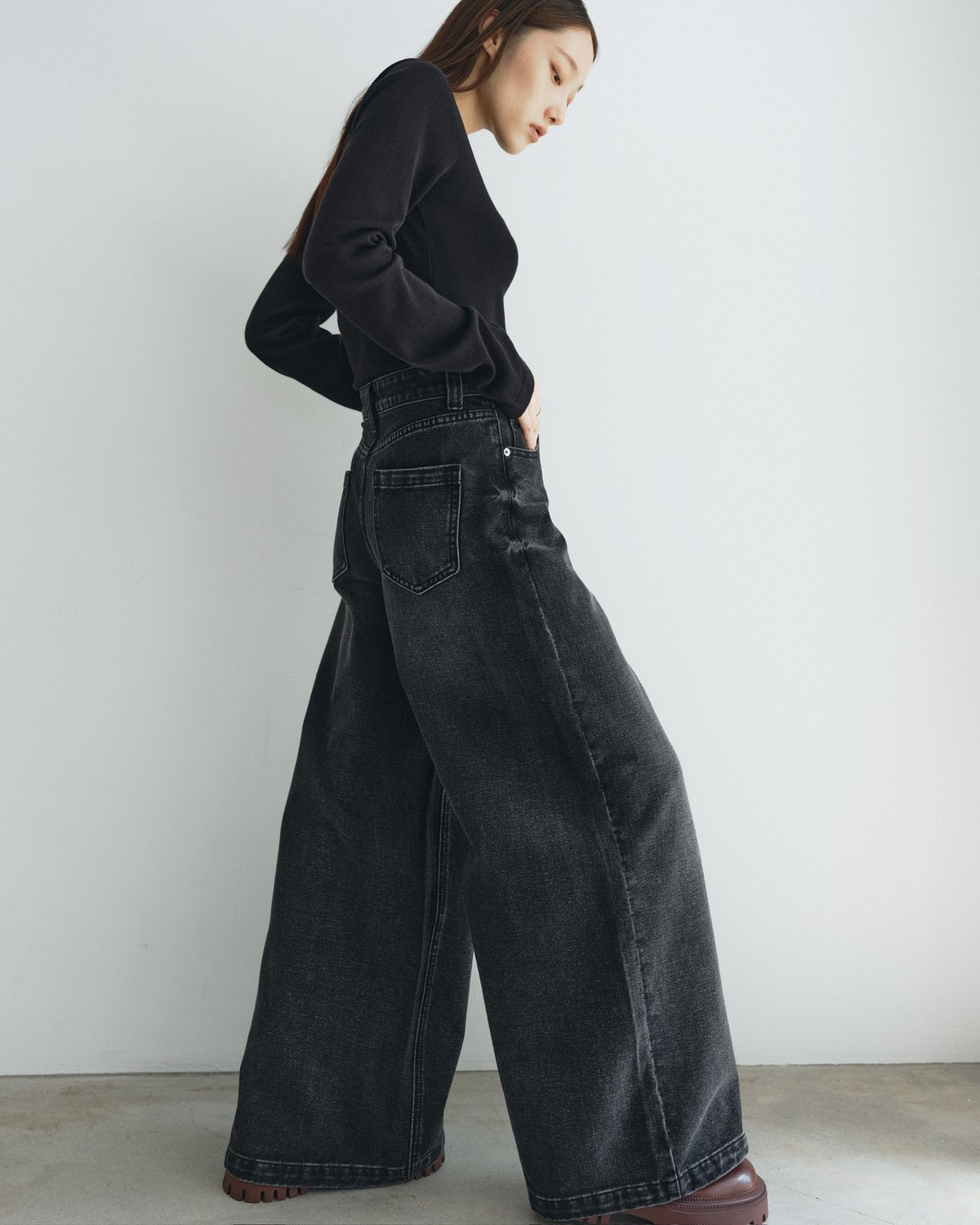 パンツ NORITY wide flare buggy denim FINE】wide leg buggy jeans/2color/2size | F A S