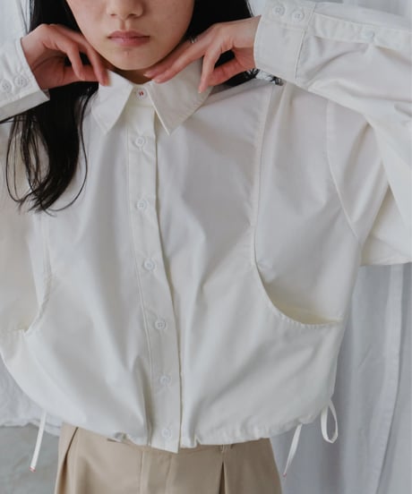 drawstring hem loose shirt / 2color