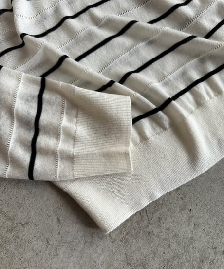 wool blend border polo sweater/3color