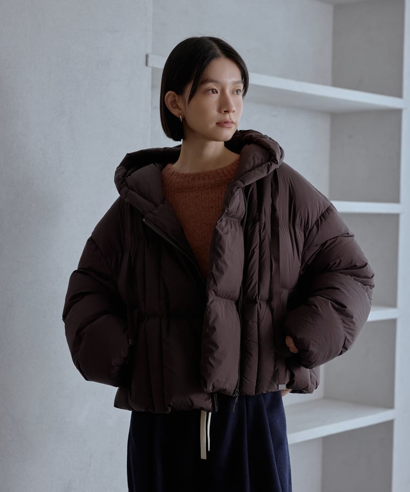 thriftjuno フード付きジャケット ブラウン hoodie middle down jacket/2color | F A S H I R U