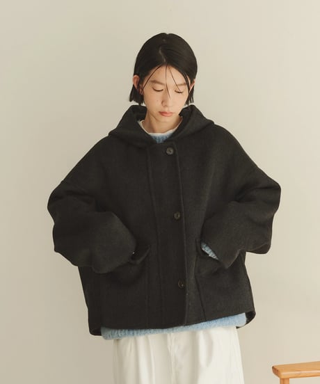 hoodie wool short coat
