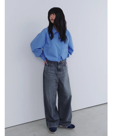 drawstring hem loose shirt / 2color