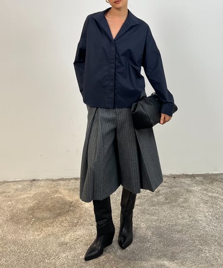 【FINE】stand collar minimal shirt / 2color