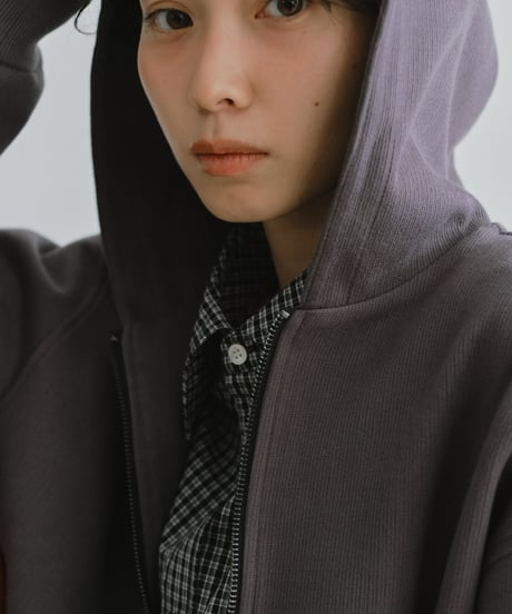 double zip short hoodie/3color