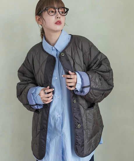bicolor quilting jacket/2colors
