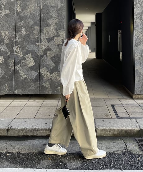 smooth cotton loose tapered pants/3color