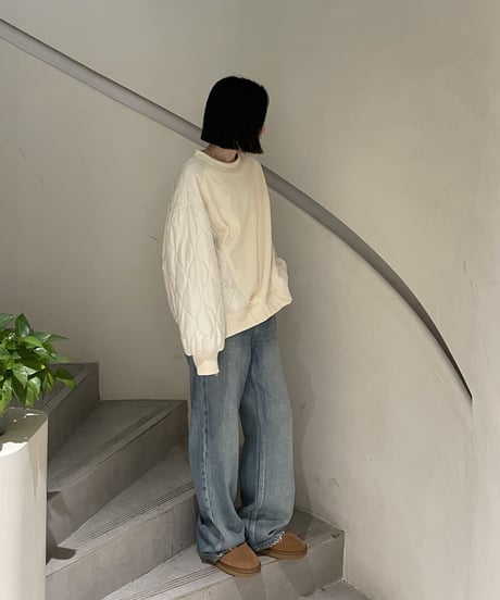 straight denim pants/2color