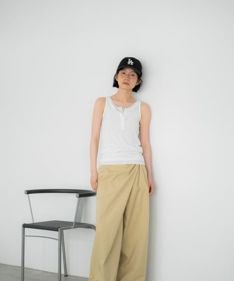 layered henley neck tank top