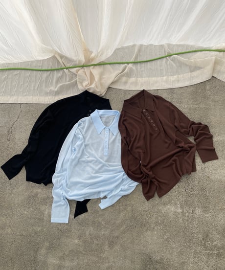 sheer polo knit shirt (long sleeve)