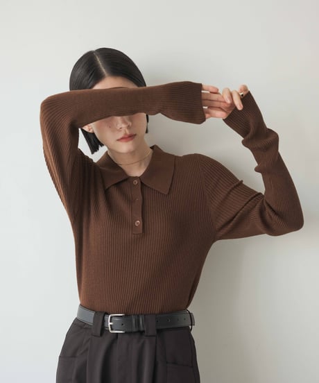 wool blend polo knit sweater/3color