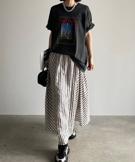 stripe flare skirt