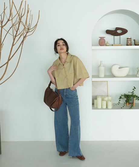 cropped square shirt/3color