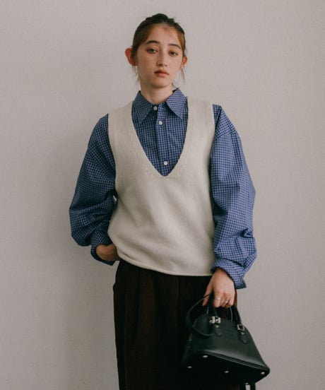 relaxed wool knit vest/3color