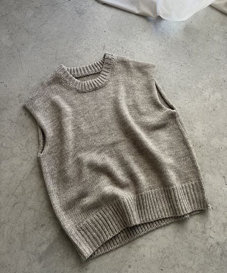 wool blend crew neck vest/2colors