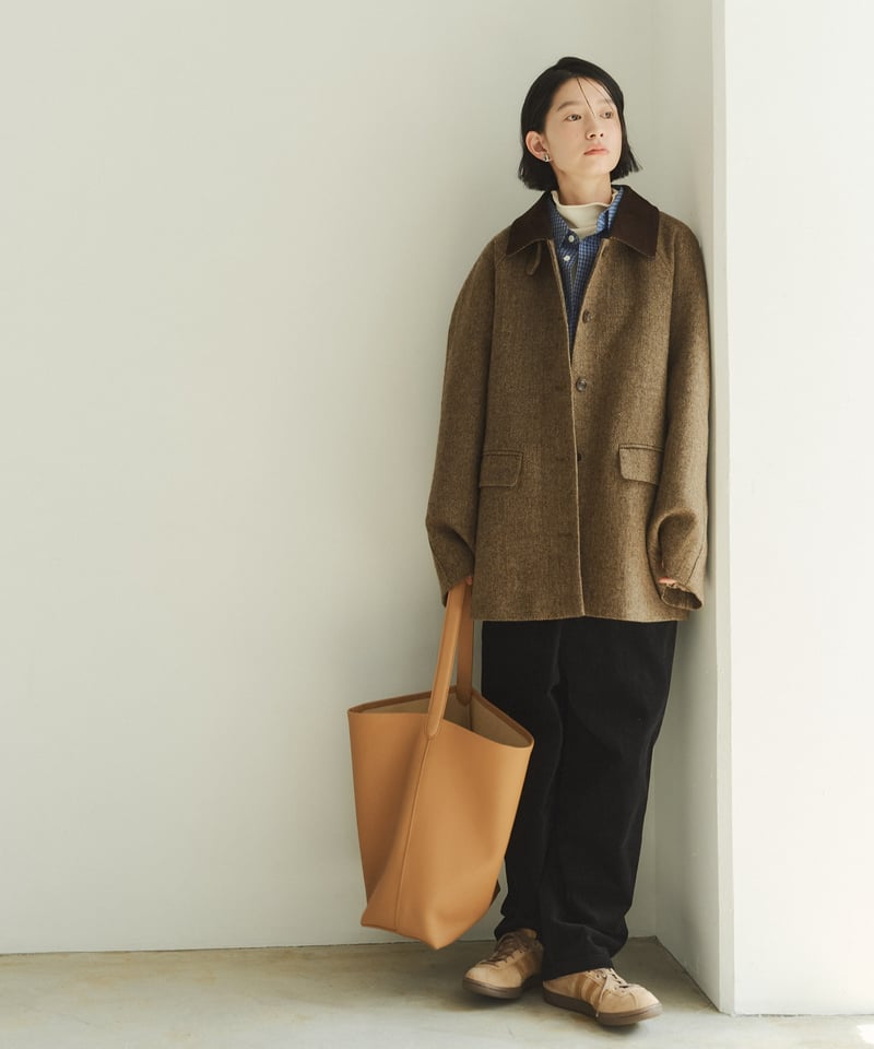 corduroy collar wool middle coat/2color | F A S