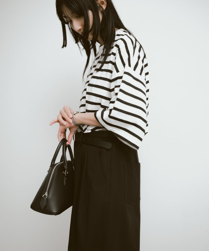 BORDER PACK T-SHIRT （阪急うめだ本店限定アイテム） OPTSTUFF] DRAWSTRING BORDER T-SHIRT (BLACK) | OPTSTUFF