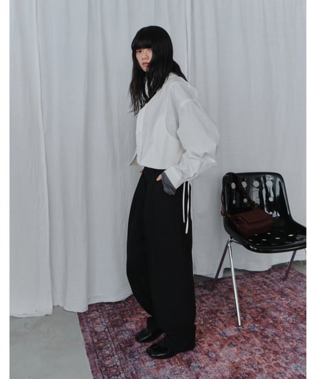 drawstring hem loose shirt / 2color