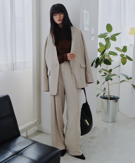collarless jacket / 2color（セットアップ対応）