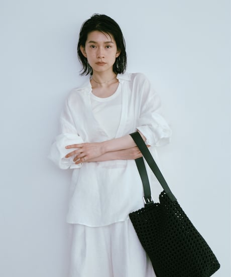 【setup対応】relaxed open linen shirt / linen tuck shorts /2color