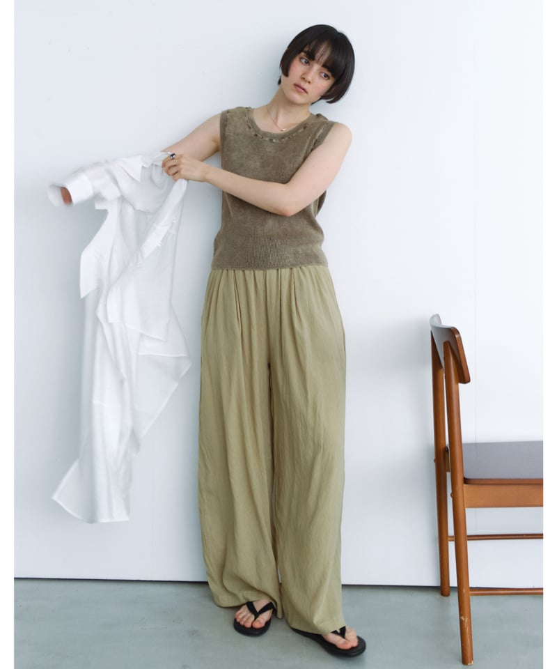 sheer wide tucked pants / 3color | F A S H I R U