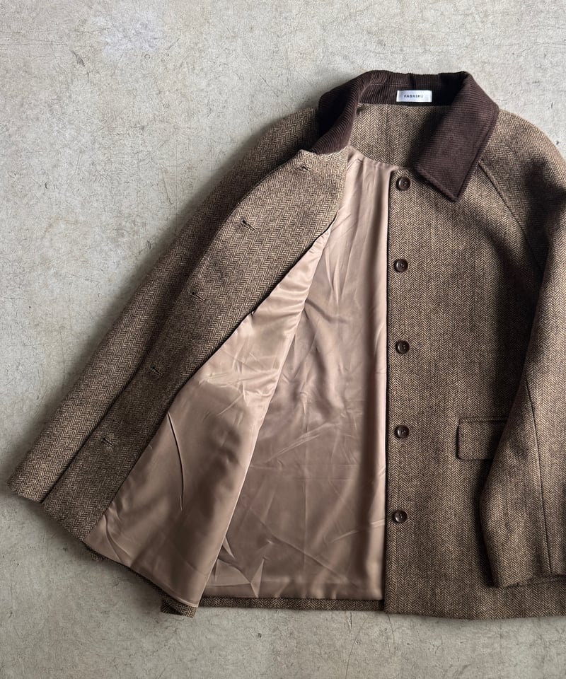 corduroy collar wool middle coat/2color | F A S