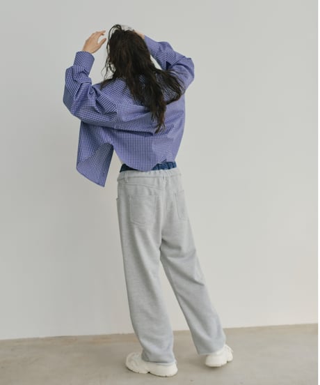 denim layered jogger pants/2color/2size