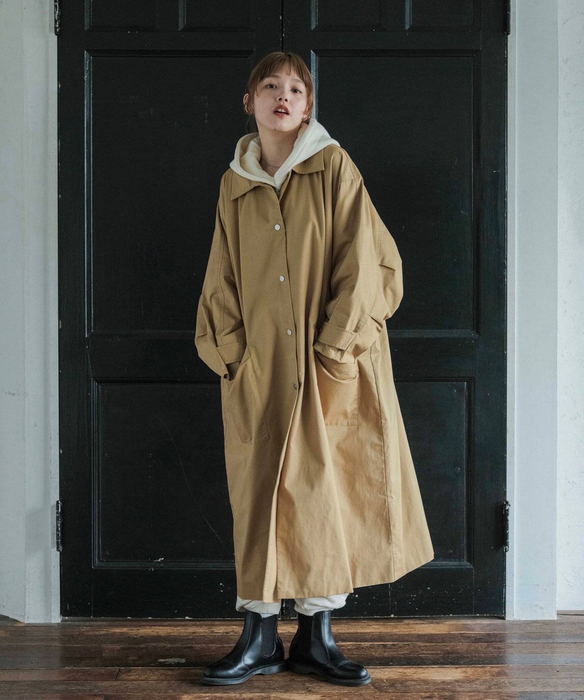 一部予約】soutien collar coat-long-/3colors beige/...