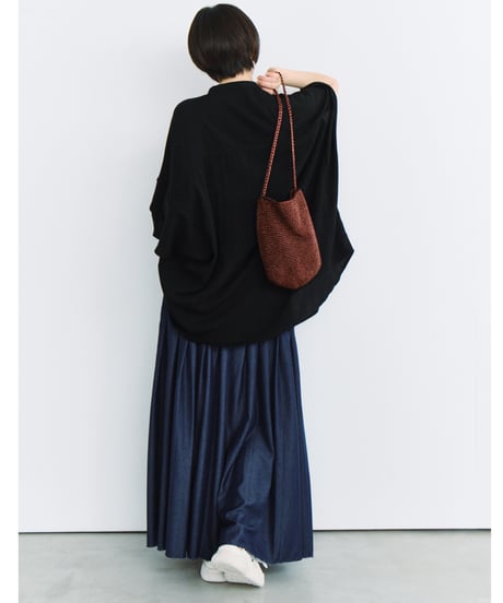 distressed detail pleated skirt / 2color / 2size