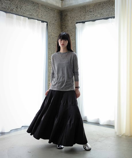 taffeta pleated skirt/2color