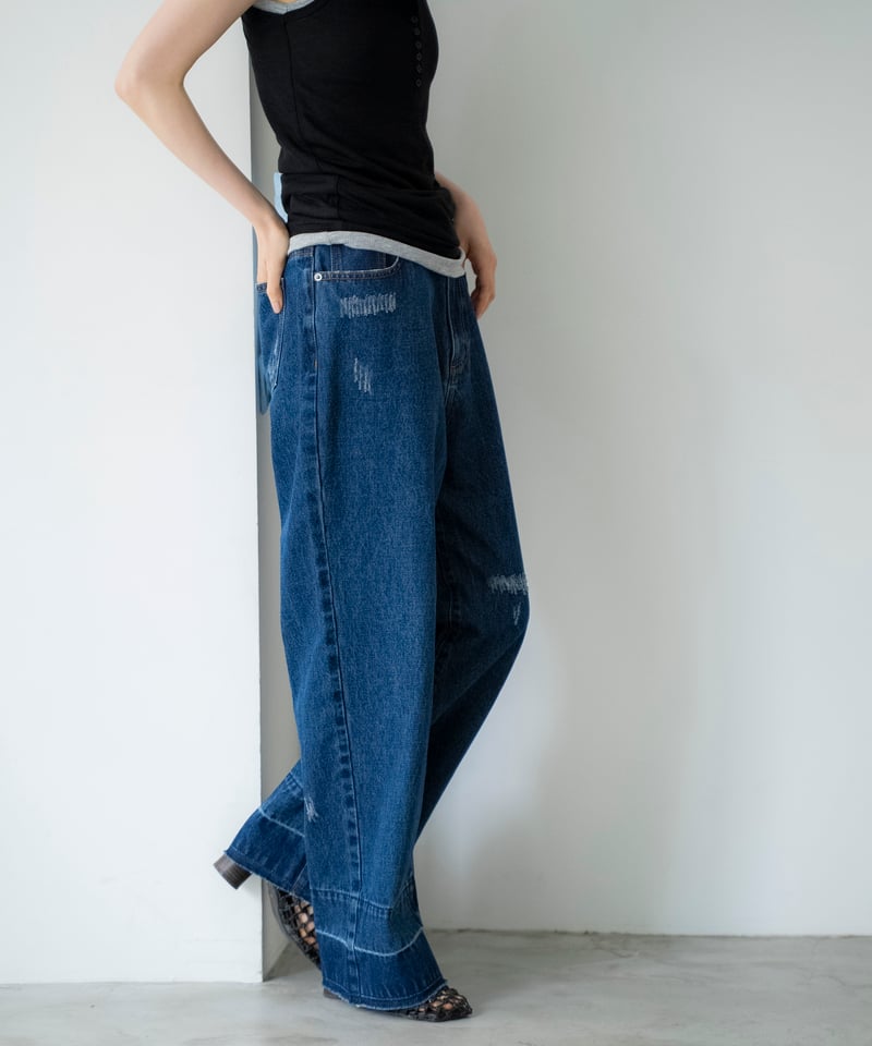 damaged loose straight denim | F A S H I R U