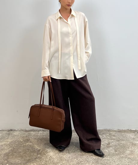 【FINE】wrap stand collar shirt / 2color