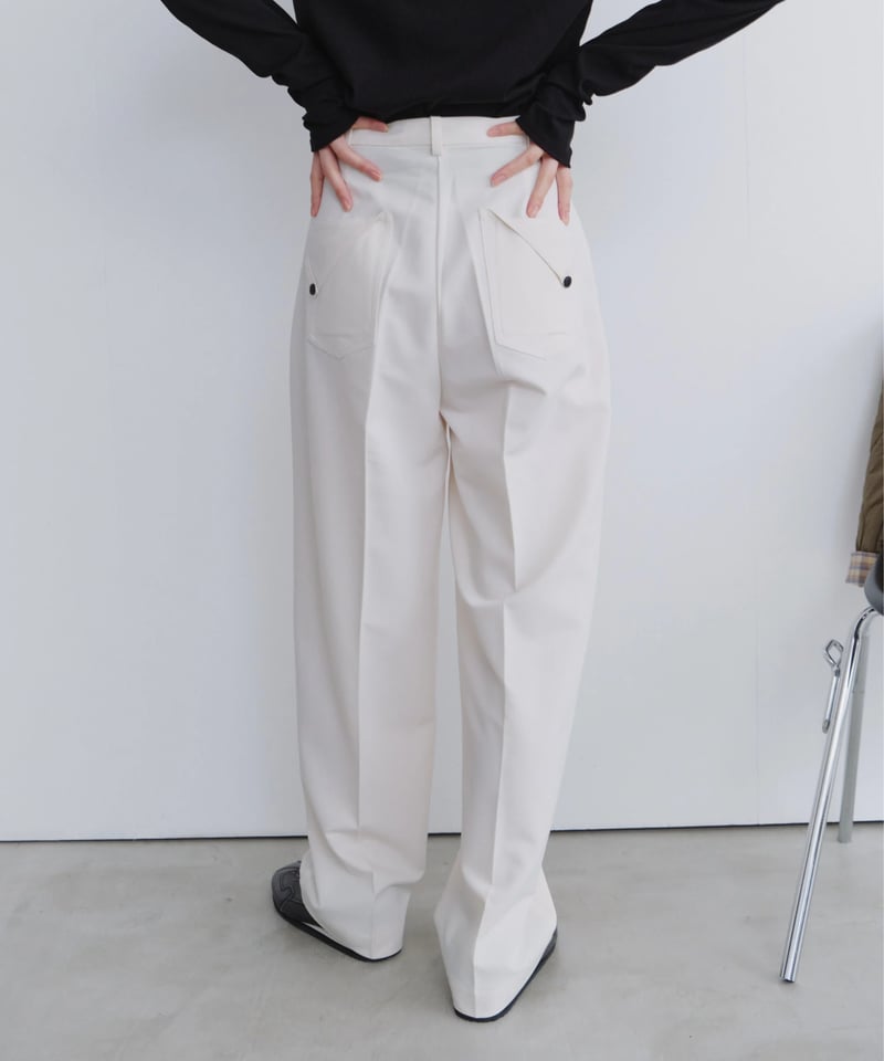 slim curve double pleat slacks / 3color / 2size