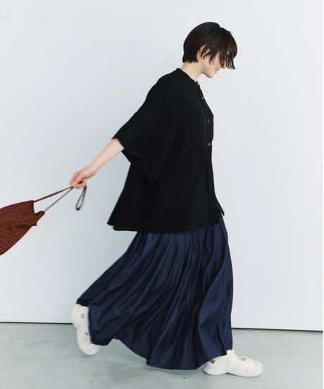 distressed detail pleated skirt / 2color / 2size
