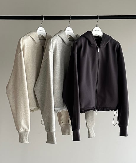 double zip short hoodie/3color