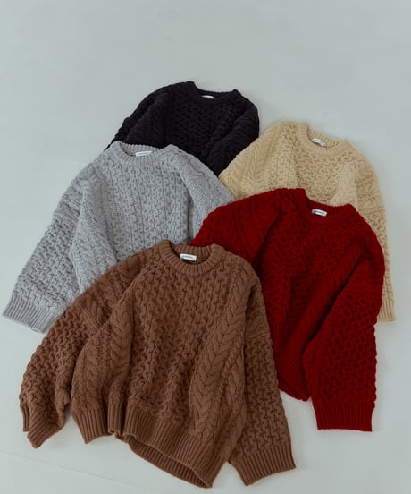 wool blend aran knit/5color