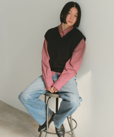 simple Vneck vest/3color