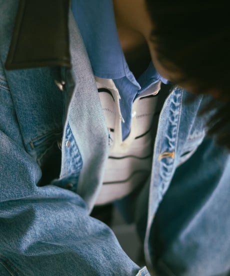 vintage collar denim jacket/2color