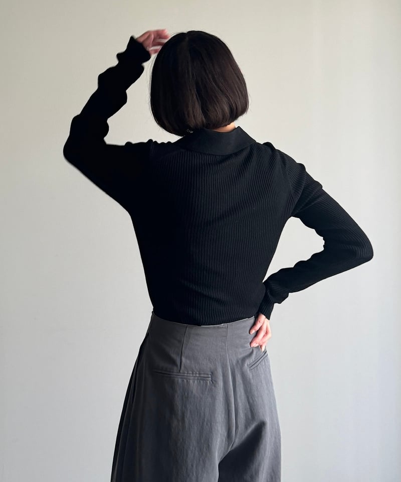 FASHIRU wool blend polo knit sweater 黒 wool blend polo knit sweater/3color | F A S H I