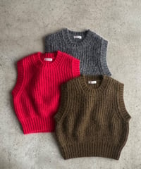 【FINE】mohair & wool crew neck vest/3color