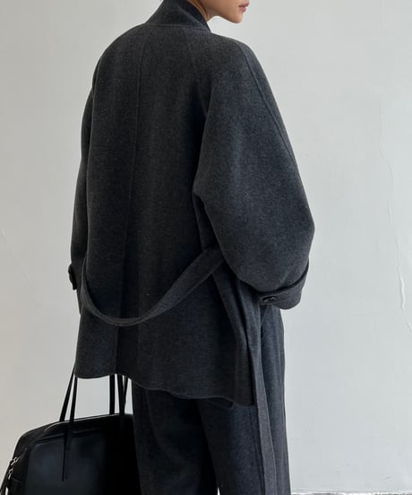 【FINE】wool minimal stand collar coat/2color