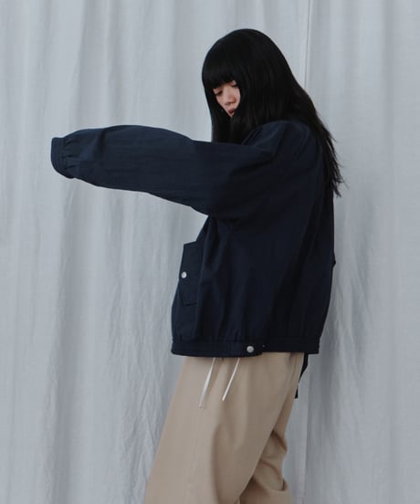 drawstring collar blouson / 2color