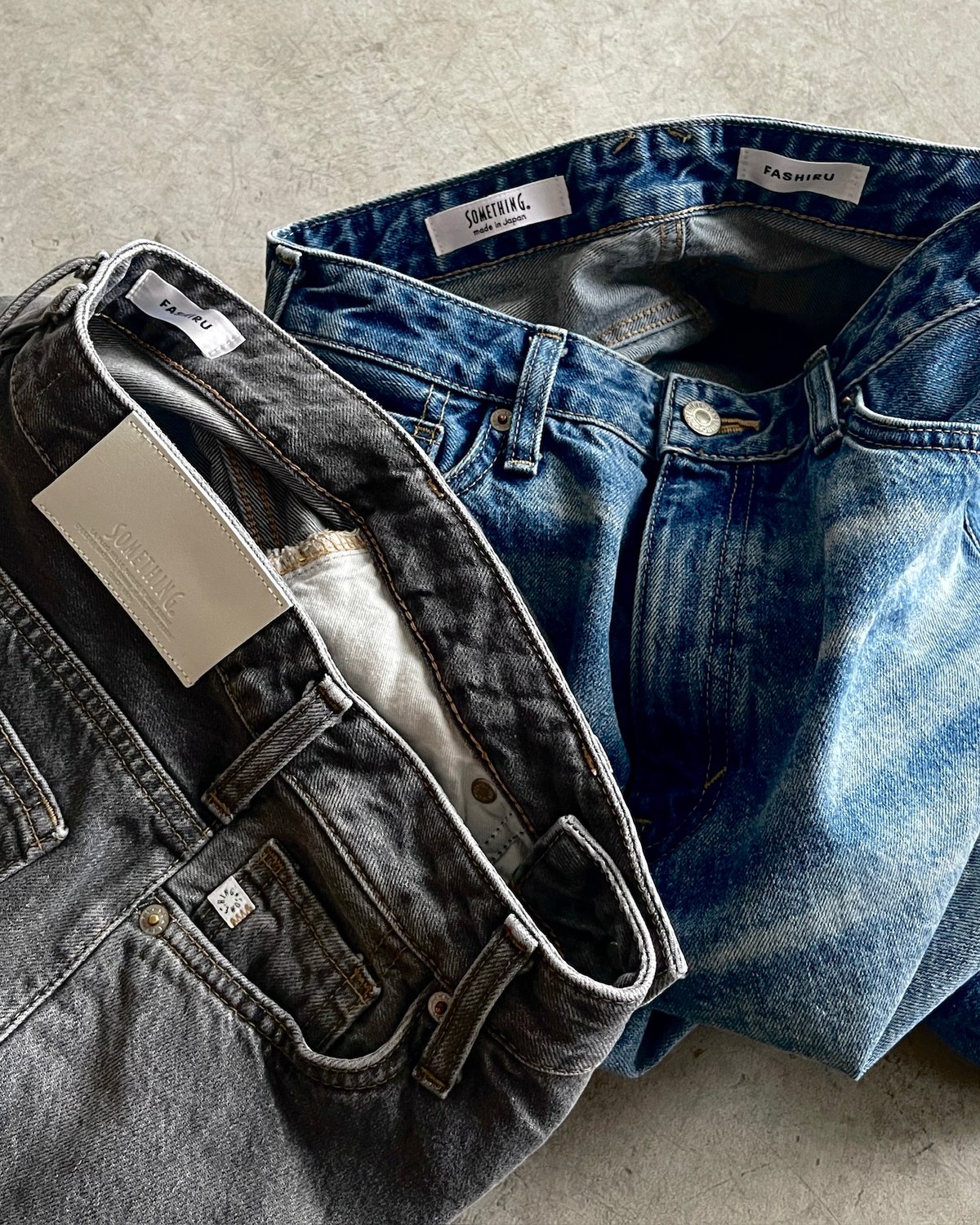 FASHIRU × SOMETHING］baggy fit Jeans(Japan made