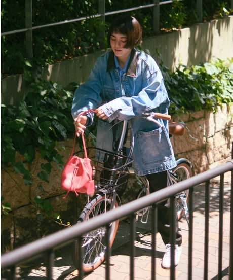 vintage collar denim jacket/2color