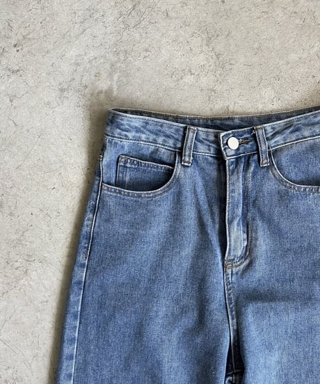 cut off wide denim pants/2size