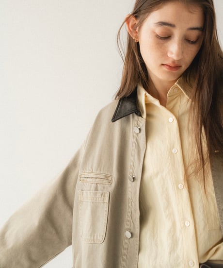vintage collar denim jacket/2color