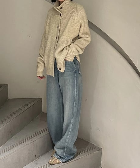 straight denim pants/2color