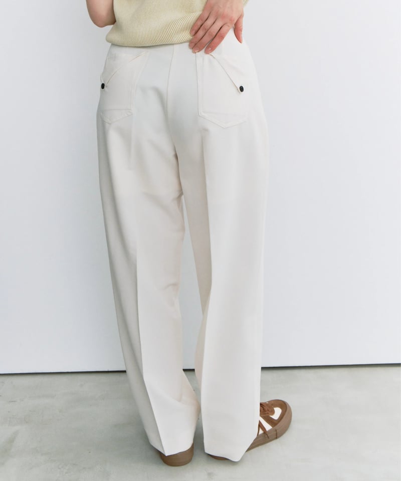 slim curve double pleat slacks / 3color / 2size